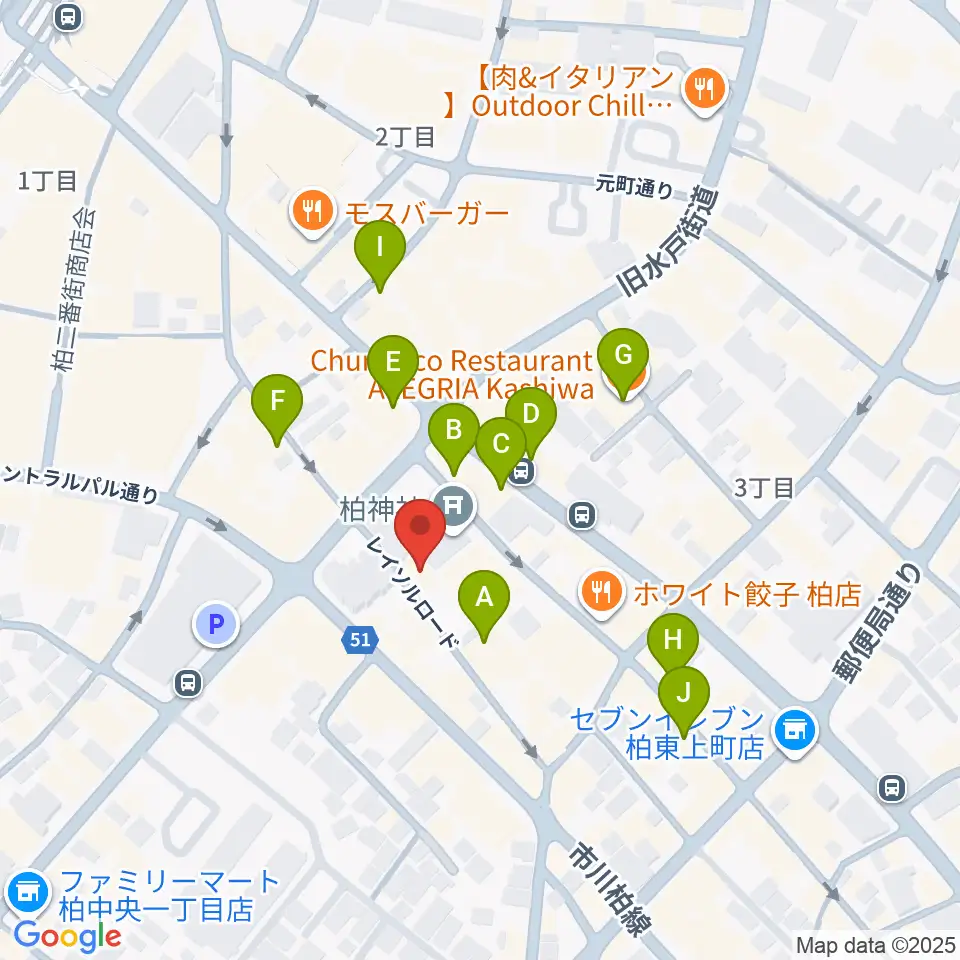 柏NARDIS周辺のカフェ一覧地図