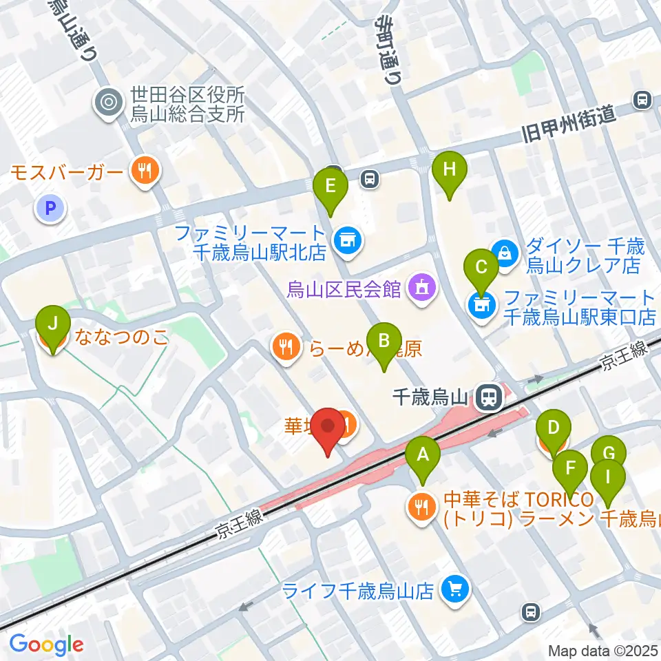 J’Z STUDIO 千歳烏山店周辺のカフェ一覧地図