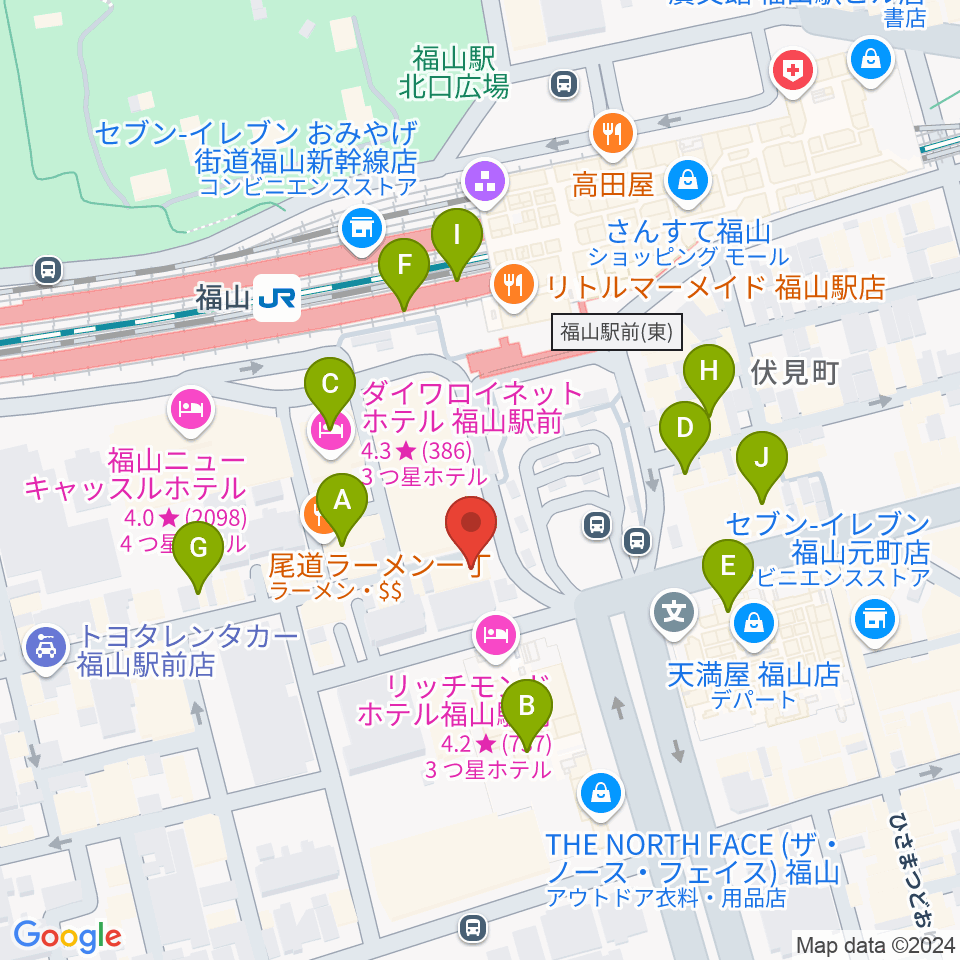 福山Cable周辺のカフェ一覧地図