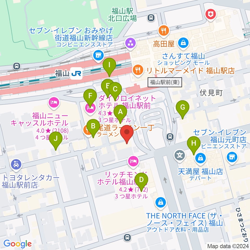 福山Cable周辺のカフェ一覧地図