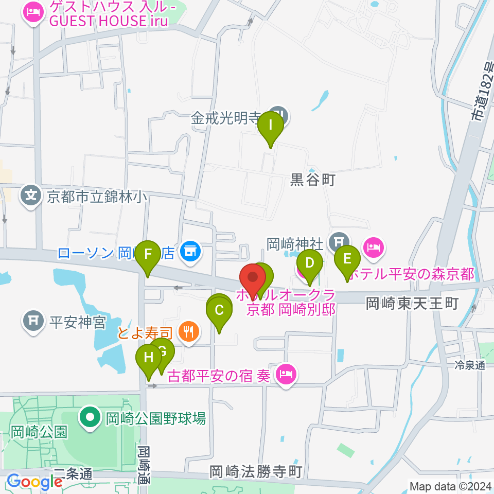 京都岡崎ナムホール周辺のカフェ一覧地図