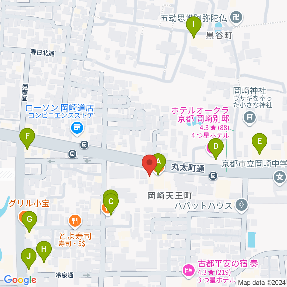 京都岡崎ナムホール周辺のカフェ一覧地図