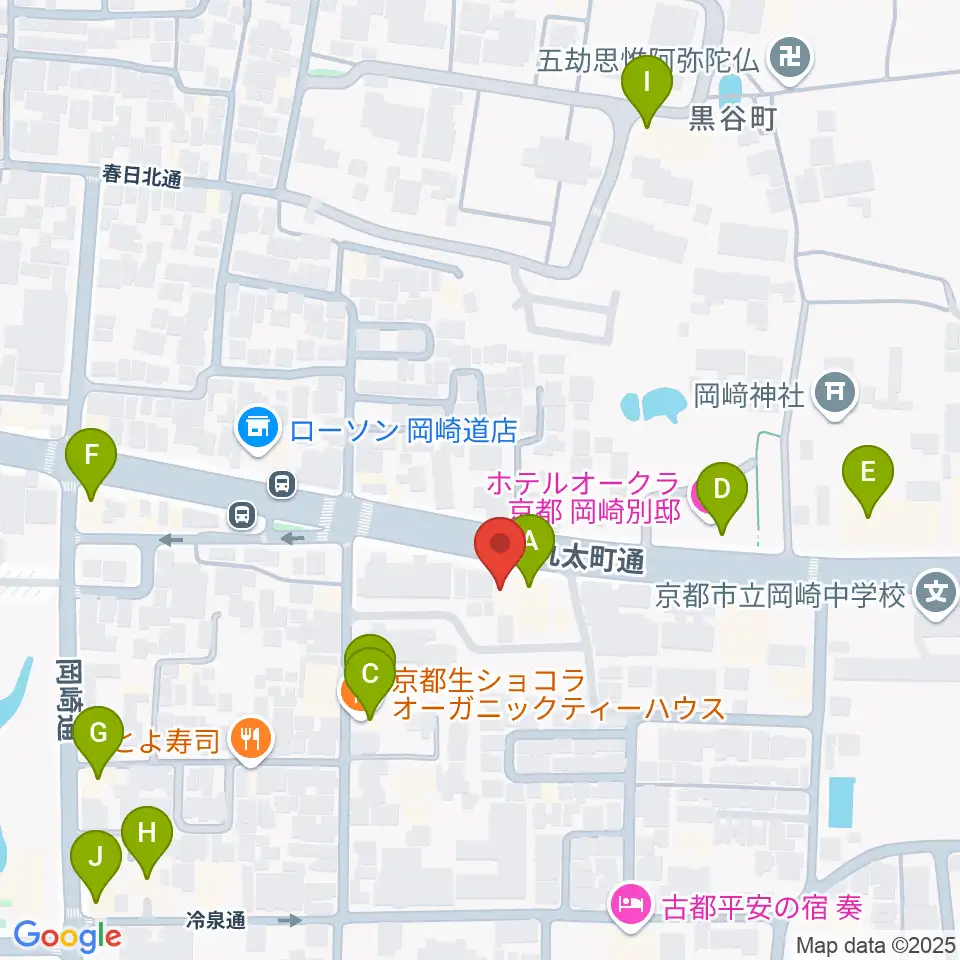 京都岡崎ナムホール周辺のカフェ一覧地図