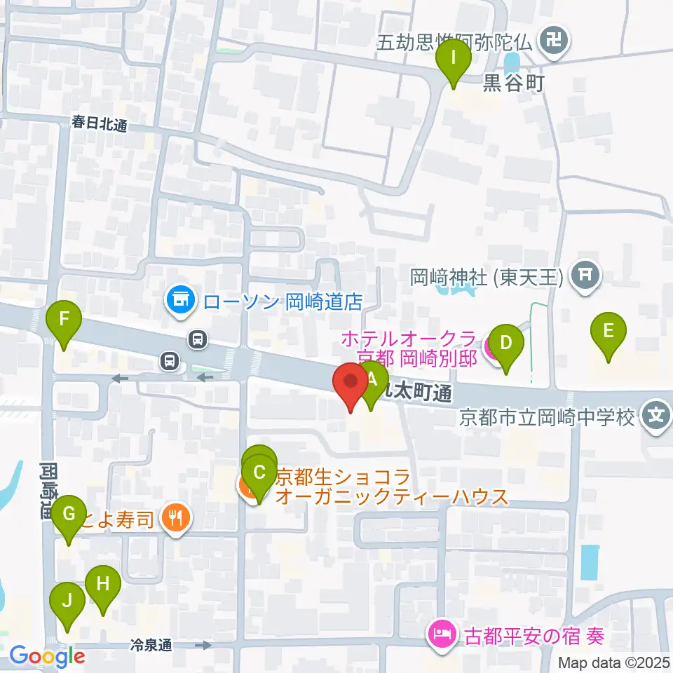 京都岡崎ナムホール周辺のカフェ一覧地図