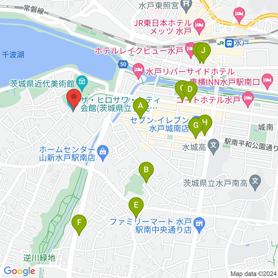 ザ・ヒロサワ・シティ会館周辺のカフェ一覧地図