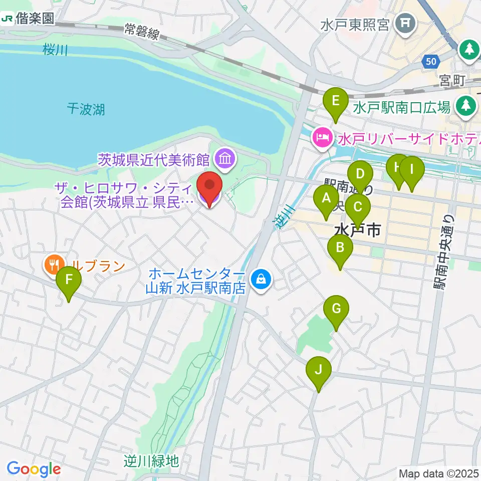 ザ・ヒロサワ・シティ会館周辺のカフェ一覧地図