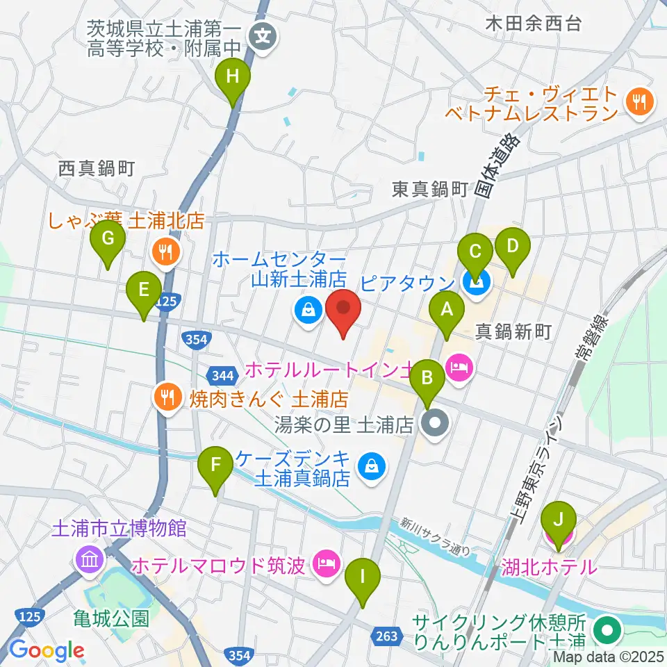 クラフトシビックホール土浦周辺のカフェ一覧地図
