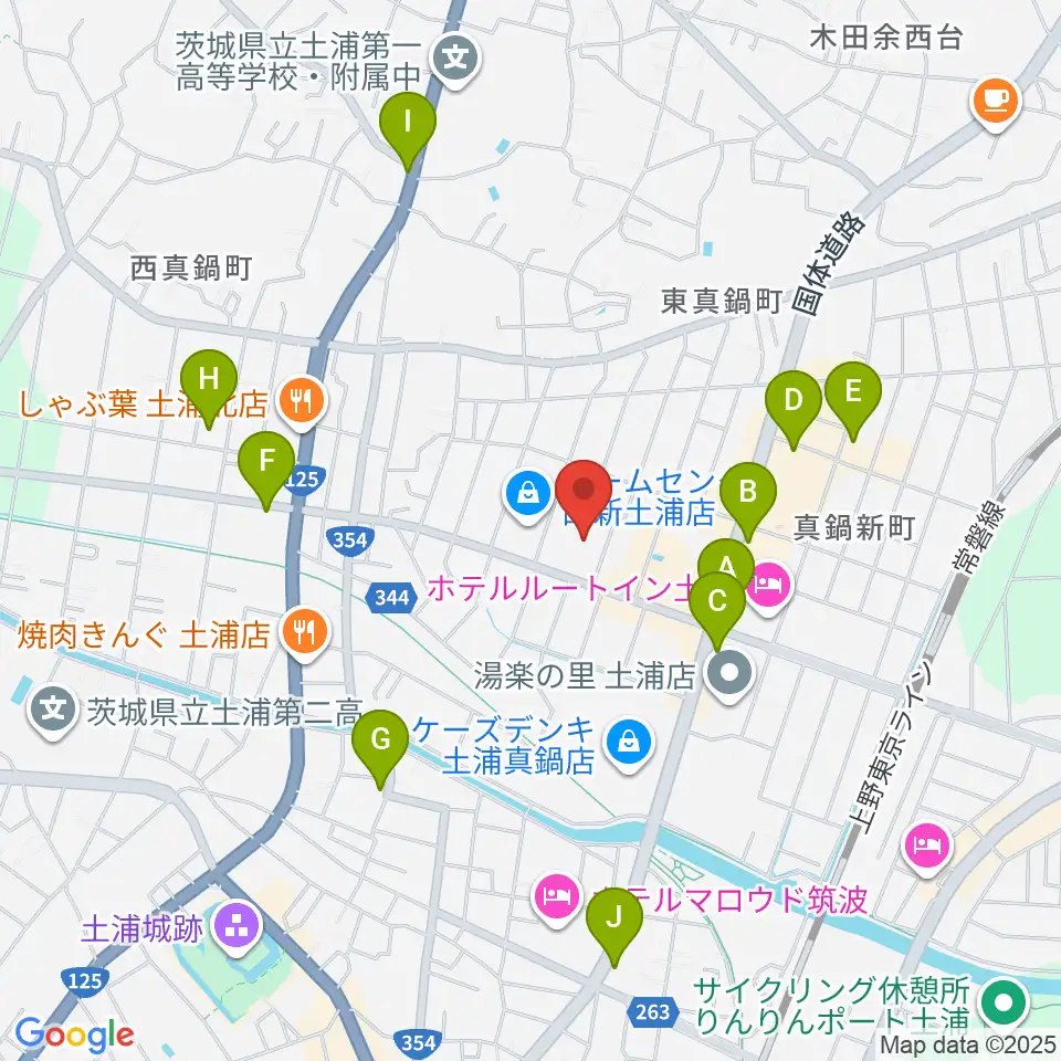 クラフトシビックホール土浦周辺のカフェ一覧地図