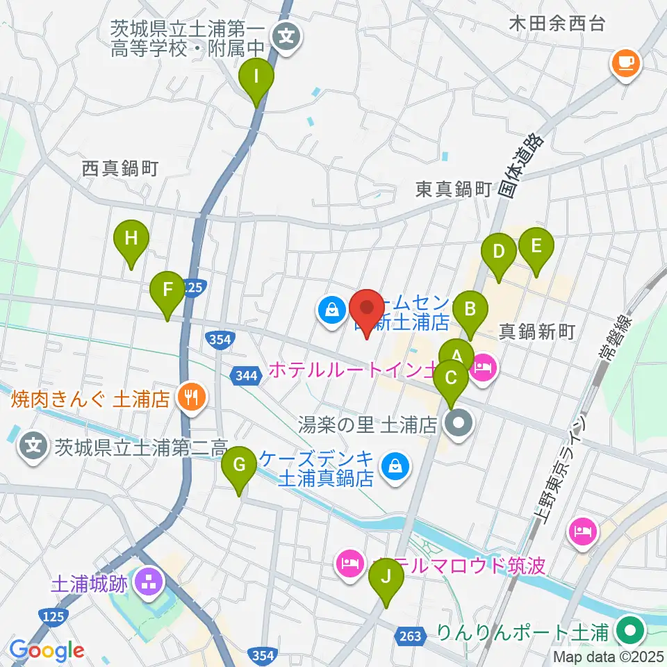 クラフトシビックホール土浦周辺のカフェ一覧地図