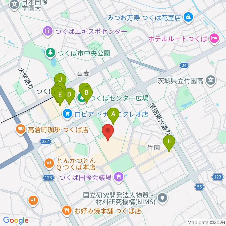 つくばカピオ ホール 周辺のカフェ一覧マップ つくばカピオ ホール 周辺のカフェ一覧マップ