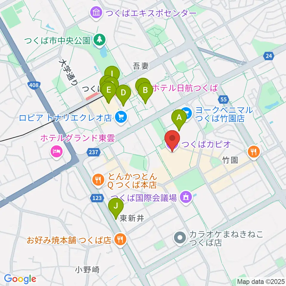 つくばカピオ周辺のカフェ一覧地図
