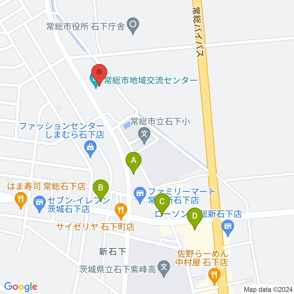 常総市地域交流センター周辺のカフェ一覧地図