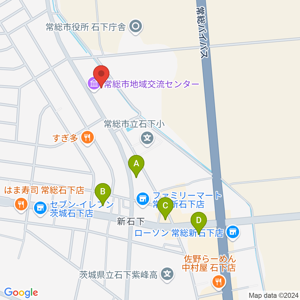 常総市地域交流センター周辺のカフェ一覧地図