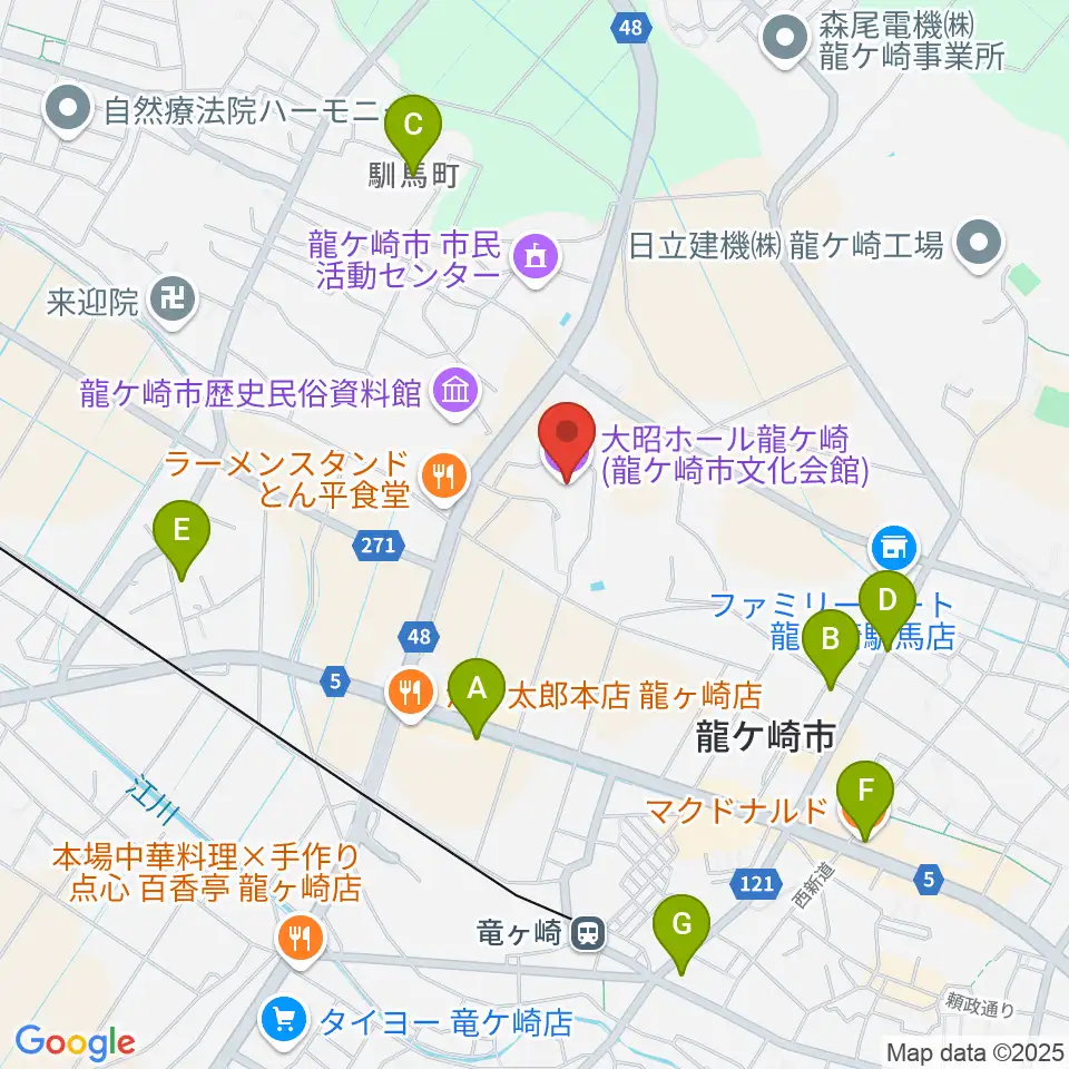 大昭ホール龍ケ崎周辺のカフェ一覧地図