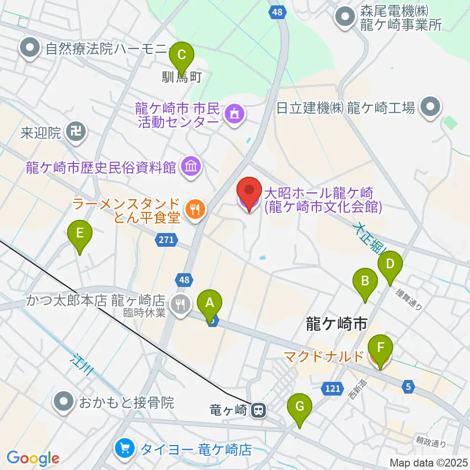 大昭ホール龍ケ崎周辺のカフェ一覧地図