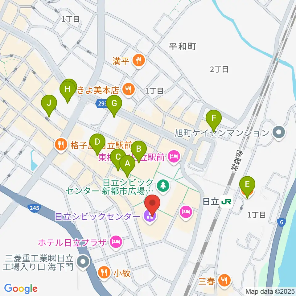 日立シビックセンター周辺のカフェ一覧地図