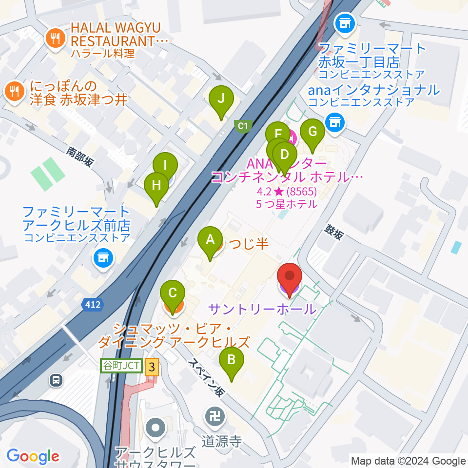 サントリーホール周辺のカフェ一覧地図