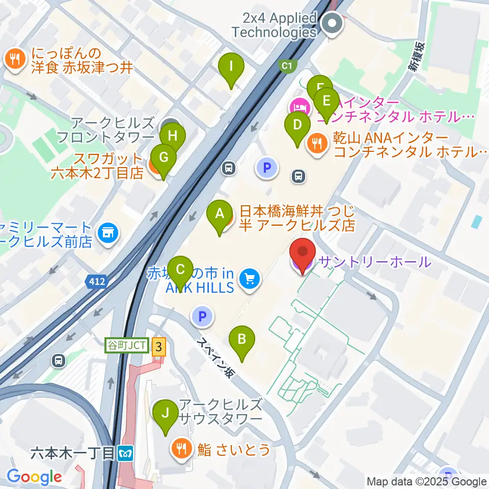 サントリーホール周辺のカフェ一覧地図