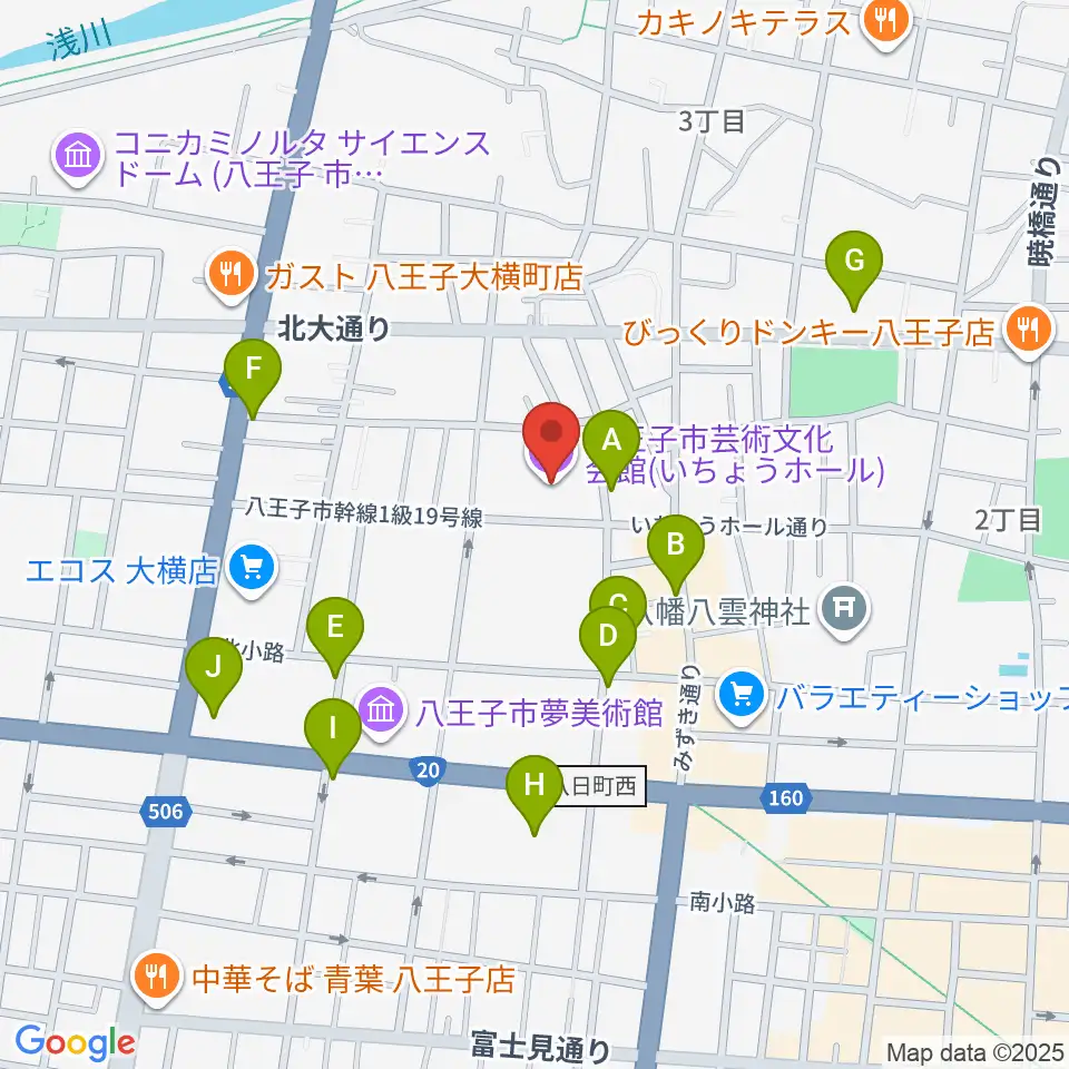 いちょうホール周辺のカフェ一覧地図