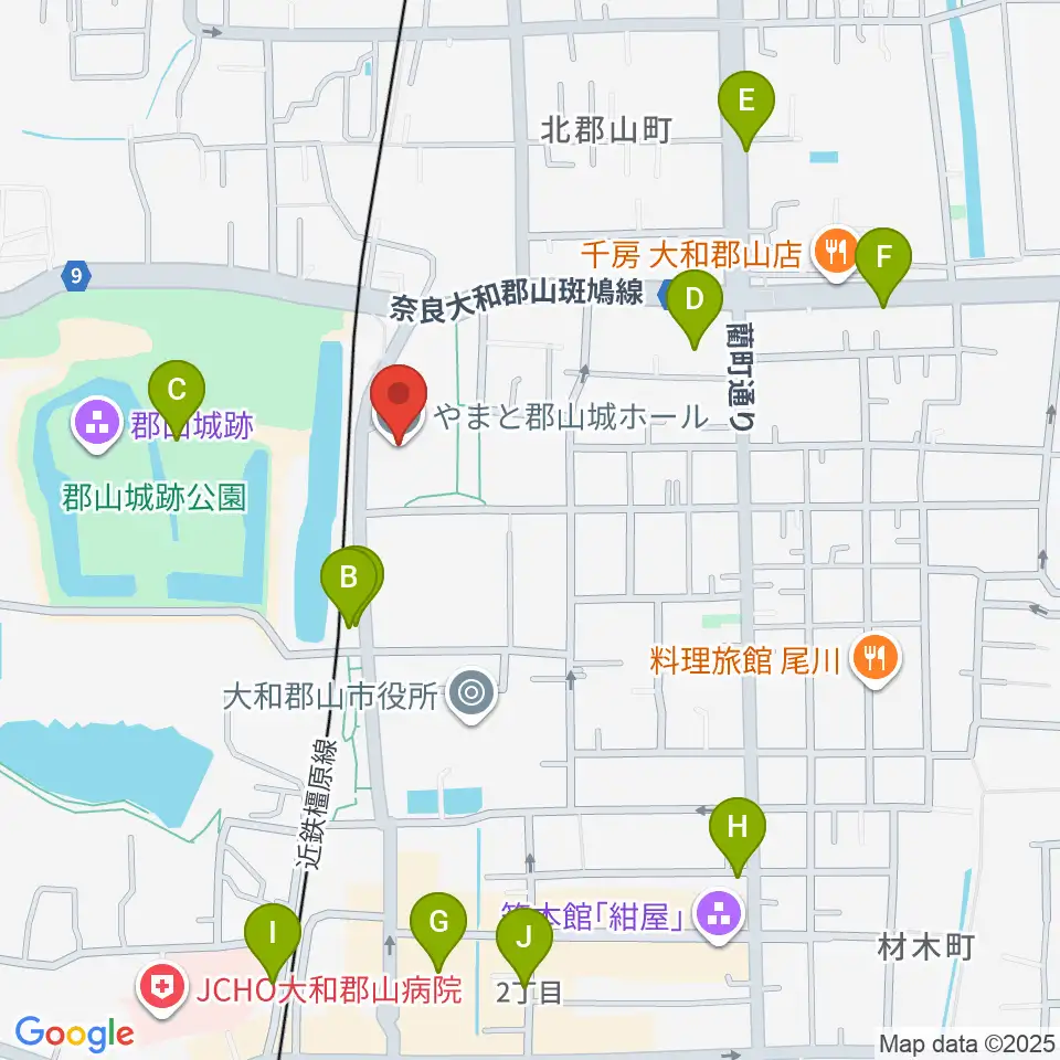 DMG MORI やまと郡山城ホール周辺のカフェ一覧地図