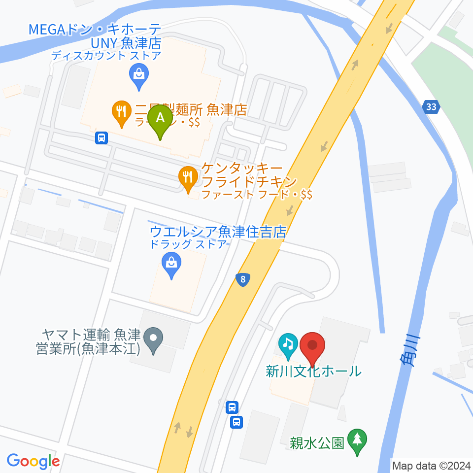 新川文化ホール ミラージュホール周辺のカフェ一覧地図