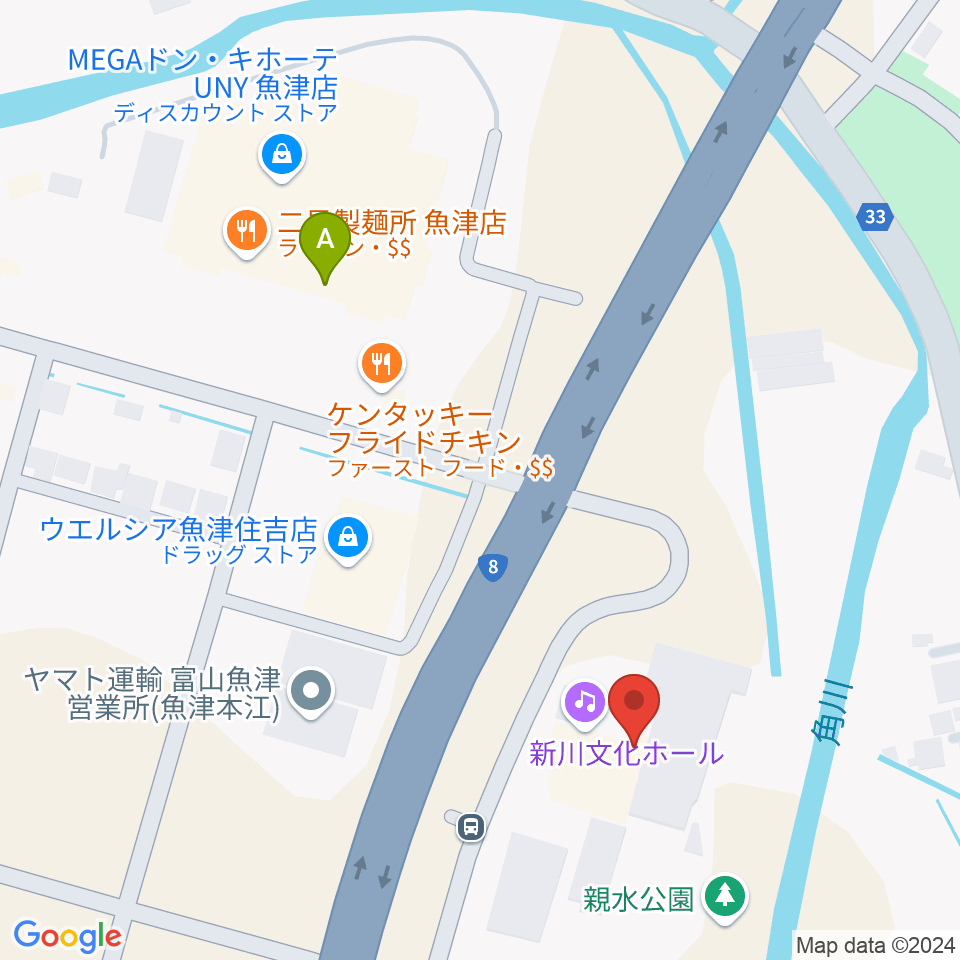 新川文化ホール ミラージュホール周辺のカフェ一覧地図