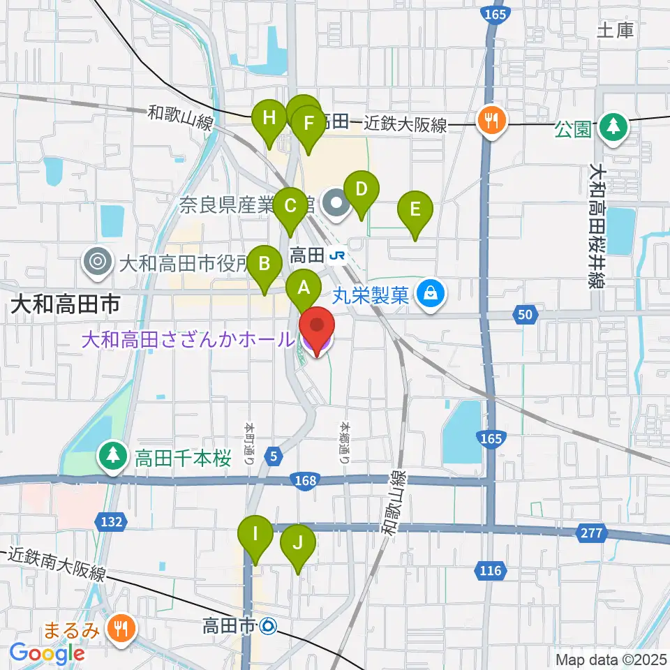 大和高田さざんかホール周辺のカフェ一覧地図