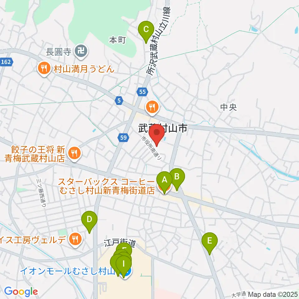 武蔵村山市民会館 さくらホール周辺のカフェ一覧地図