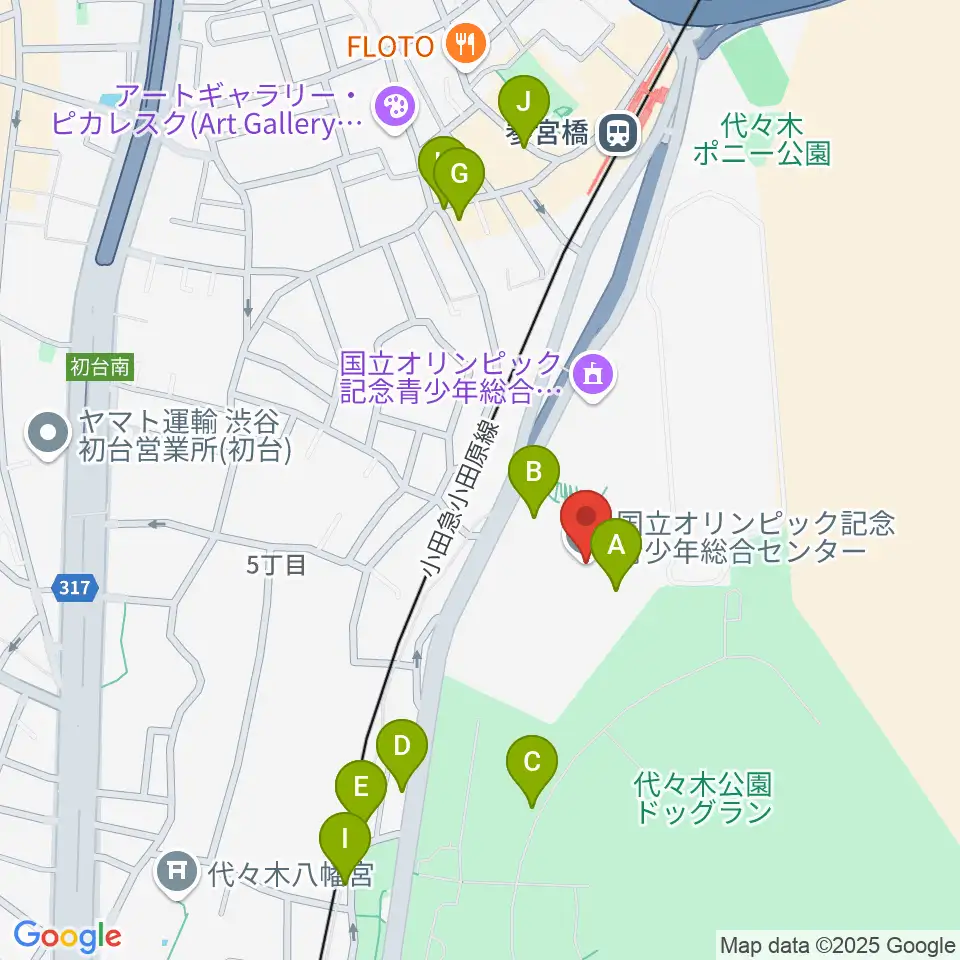 国立オリンピック記念青少年総合センター周辺のカフェ一覧地図