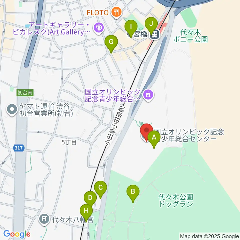 国立オリンピック記念青少年総合センター周辺のカフェ一覧地図