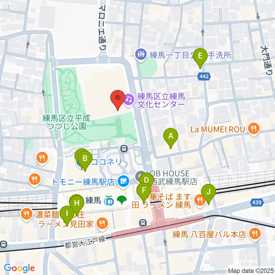 練馬文化センター周辺のカフェ一覧地図