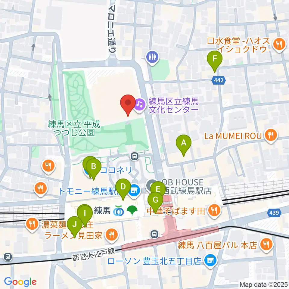 練馬文化センター周辺のカフェ一覧地図