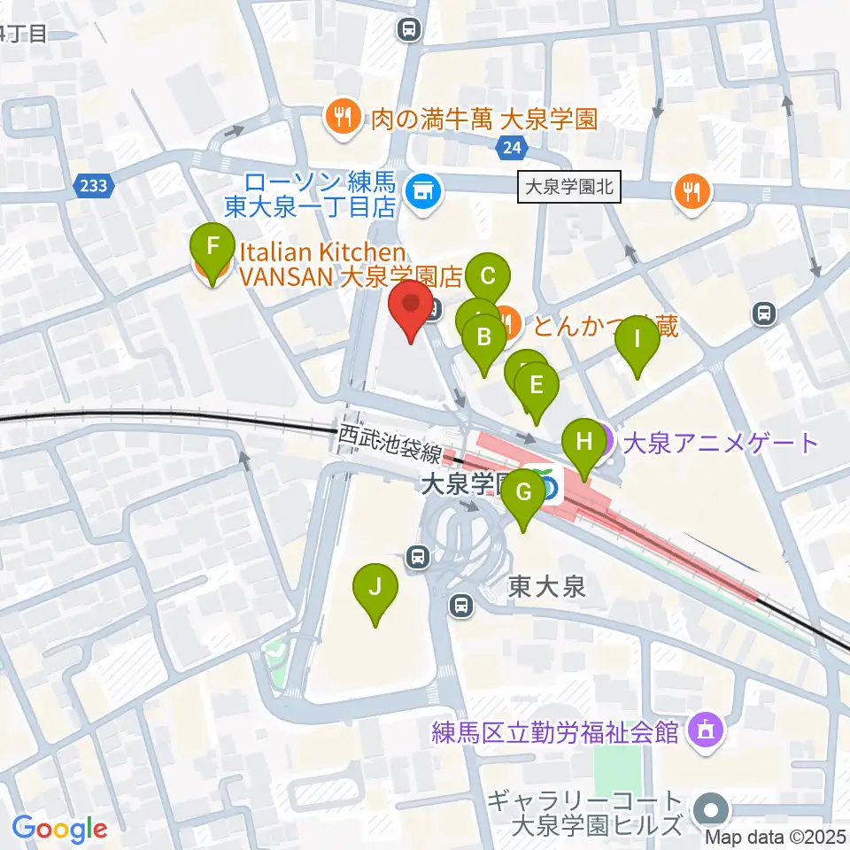 大泉学園ゆめりあホール周辺のカフェ一覧地図