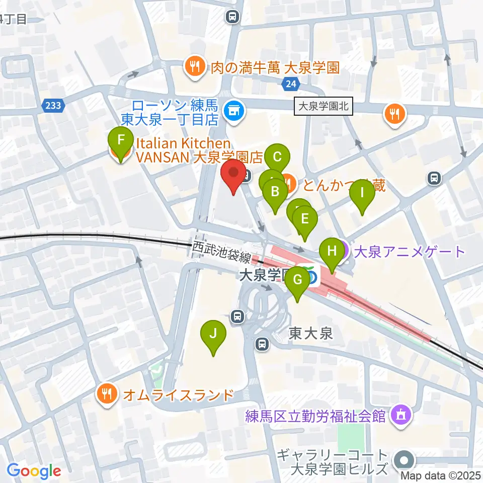 大泉学園ゆめりあホール周辺のカフェ一覧地図