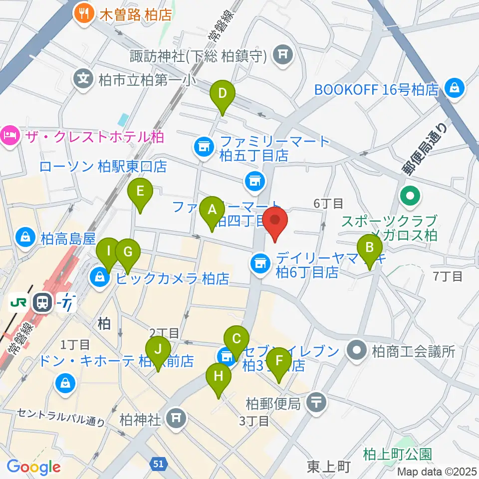 アミュゼ柏周辺のカフェ一覧地図