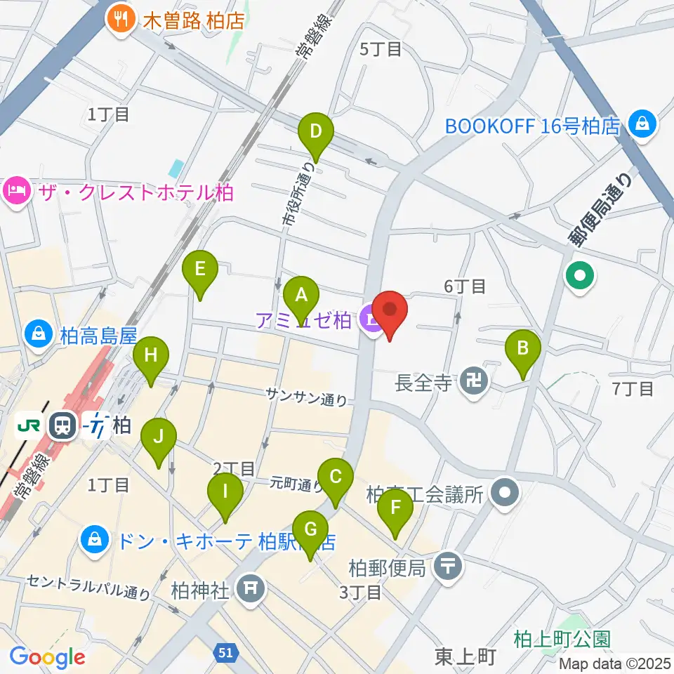 アミュゼ柏周辺のカフェ一覧地図