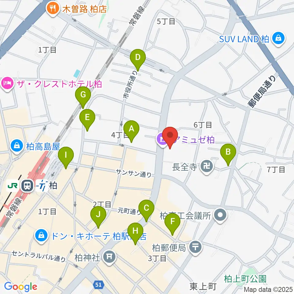 アミュゼ柏周辺のカフェ一覧地図