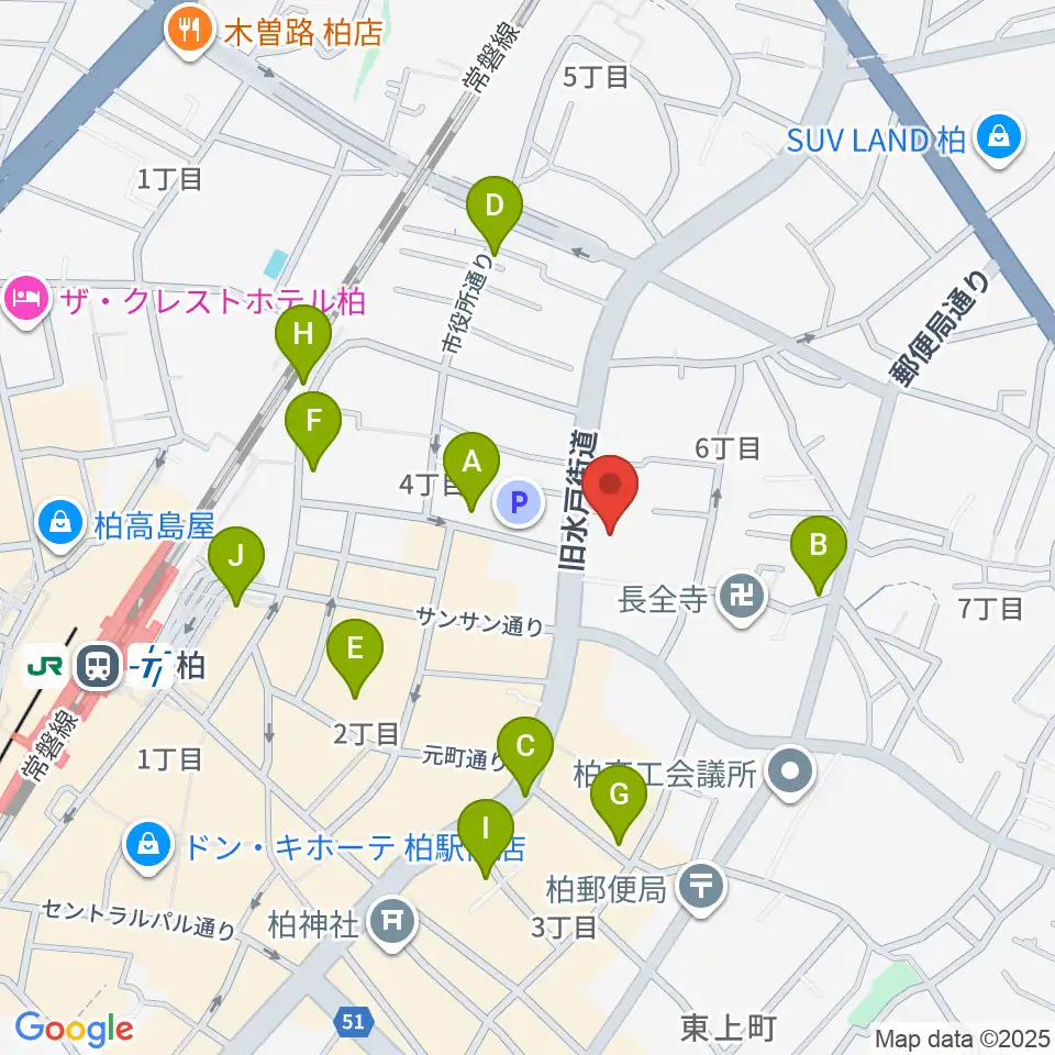アミュゼ柏周辺のカフェ一覧地図