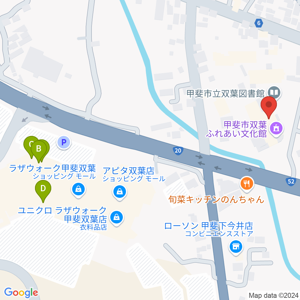 甲斐市双葉ふれあい文化館周辺のカフェ一覧地図