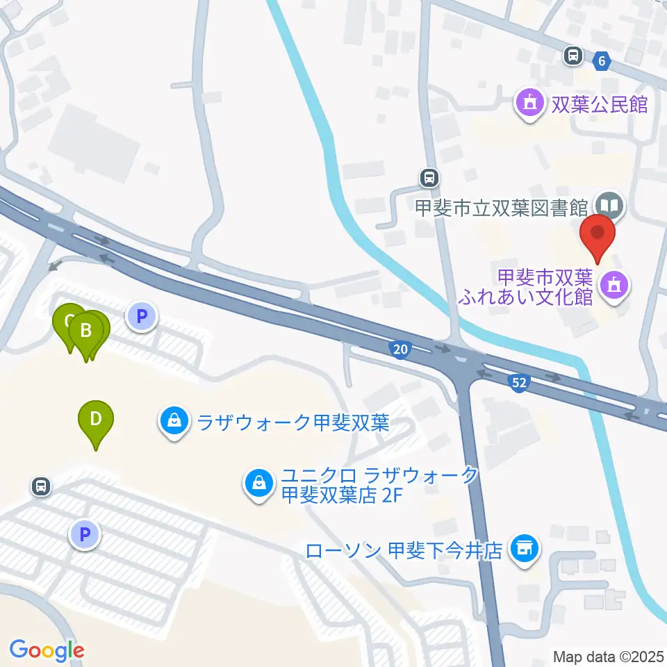 甲斐市双葉ふれあい文化館周辺のカフェ一覧地図