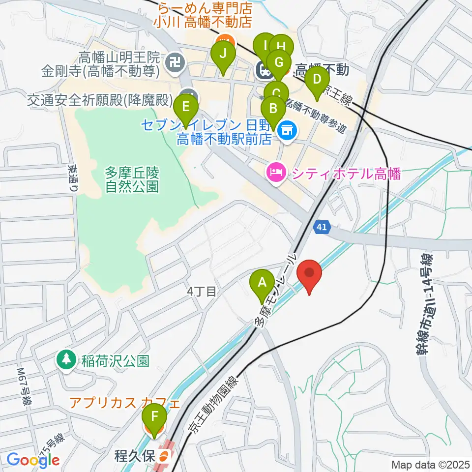 七生公会堂周辺のカフェ一覧地図