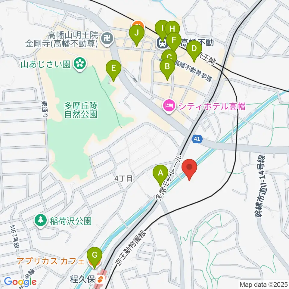 七生公会堂周辺のカフェ一覧地図