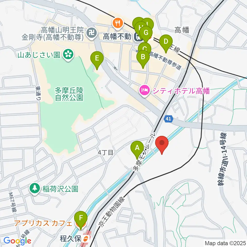 七生公会堂周辺のカフェ一覧地図
