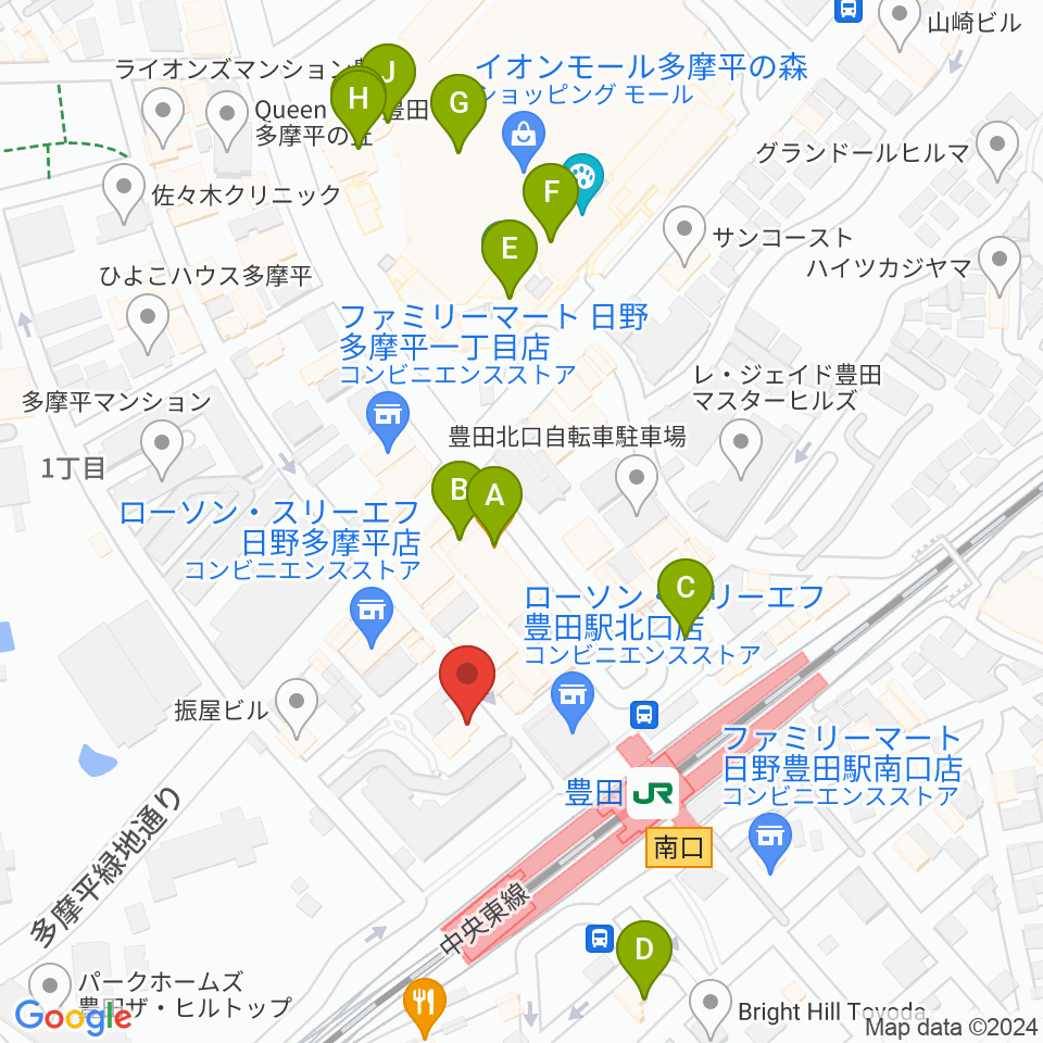 ひの市民活動支援センター周辺のカフェ一覧地図