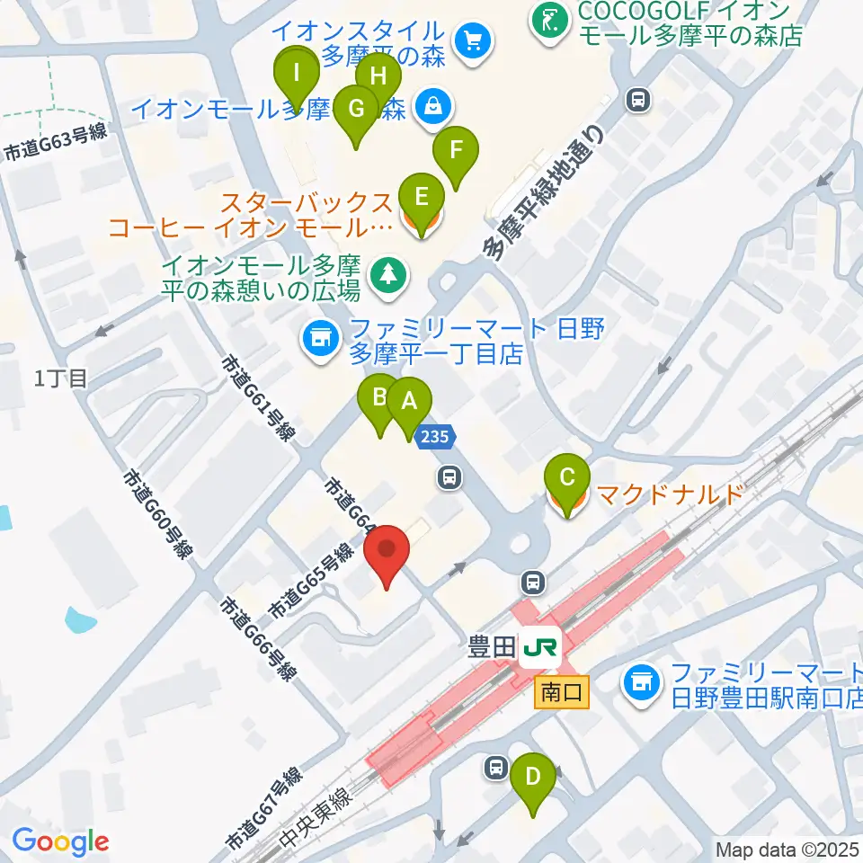 ひの市民活動支援センター周辺のカフェ一覧地図