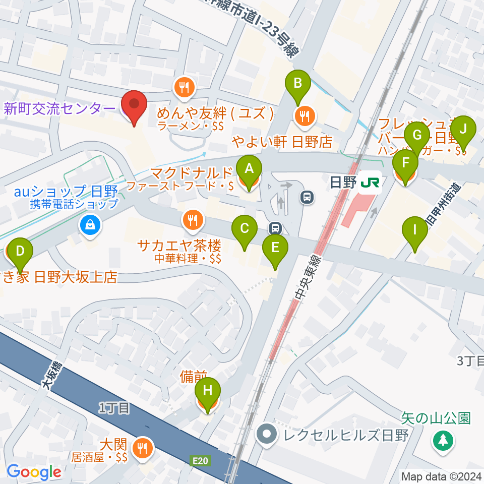 新町交流センター周辺のカフェ一覧地図