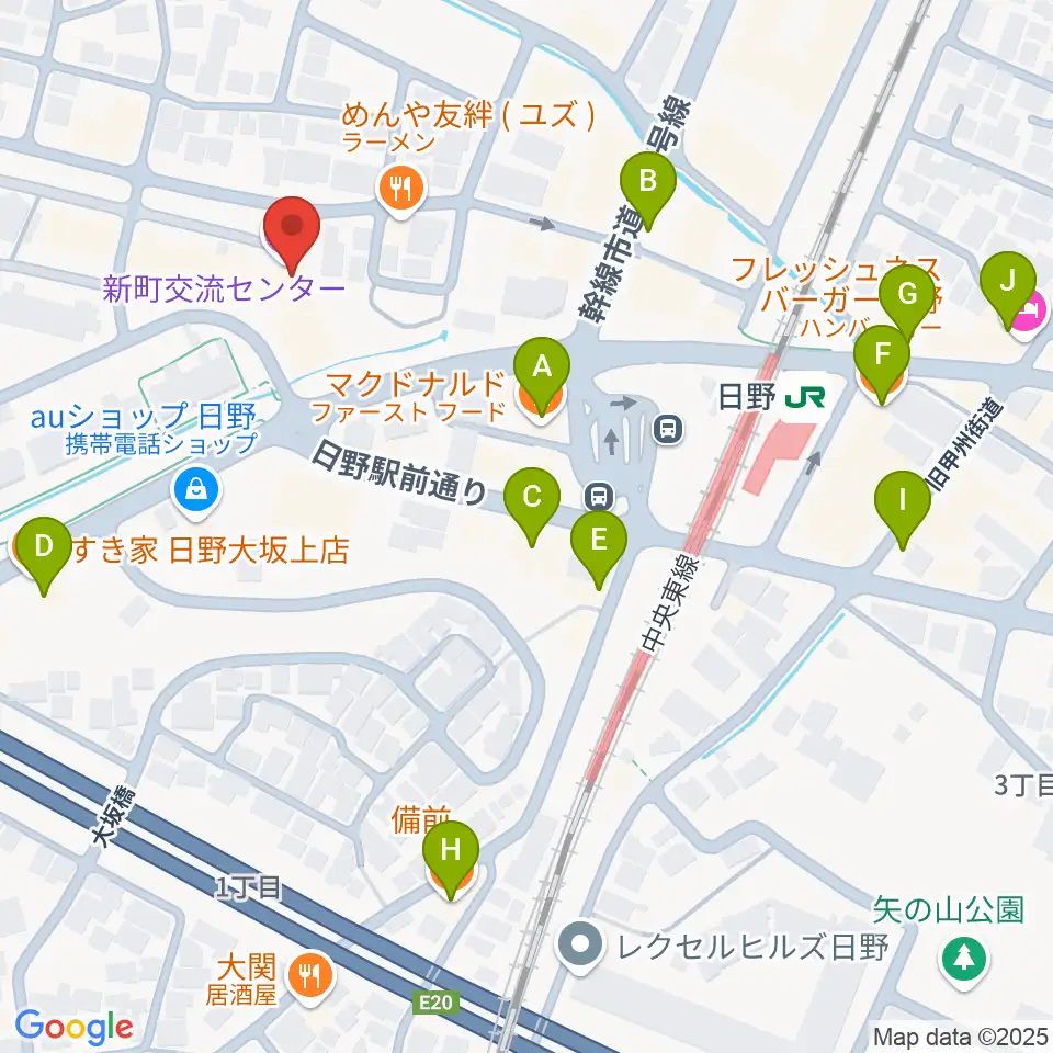 新町交流センター周辺のカフェ一覧地図