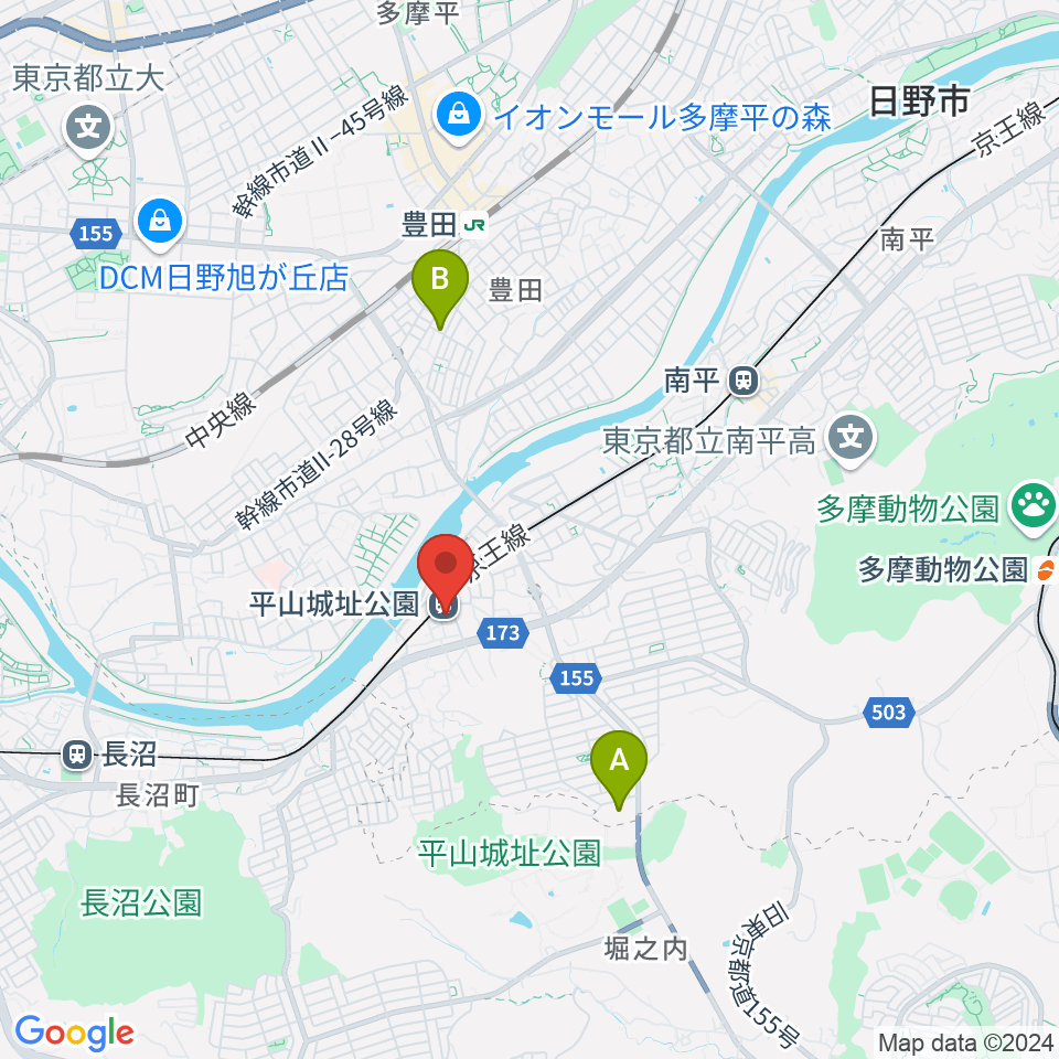 日野市平山交流センター周辺のカフェ一覧地図