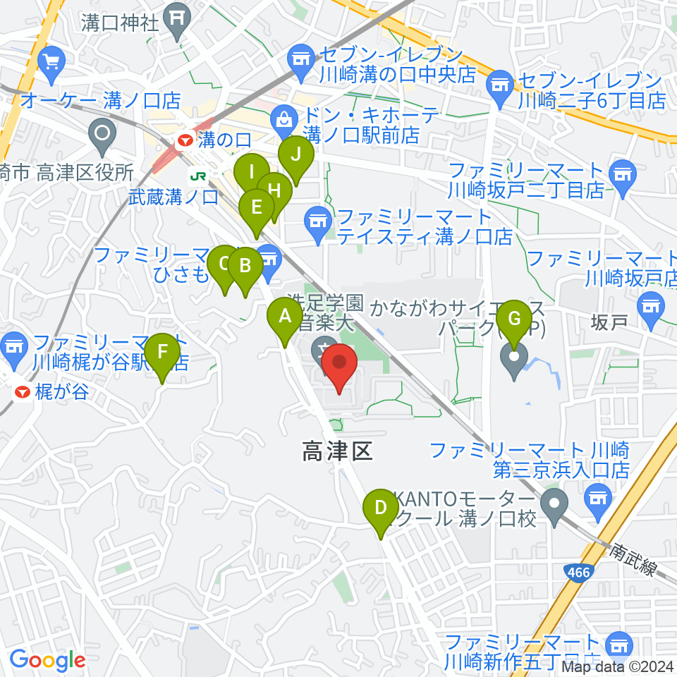 洗足学園 前田ホール周辺のカフェ一覧地図