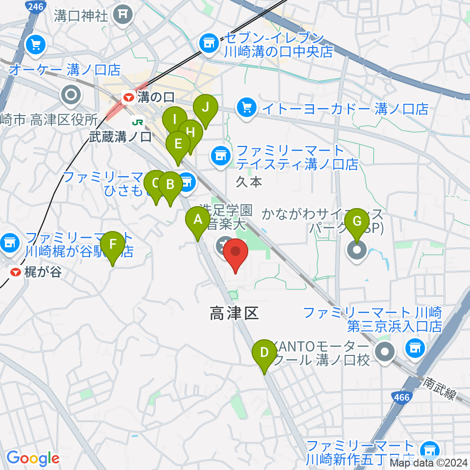 洗足学園 前田ホール周辺のカフェ一覧地図